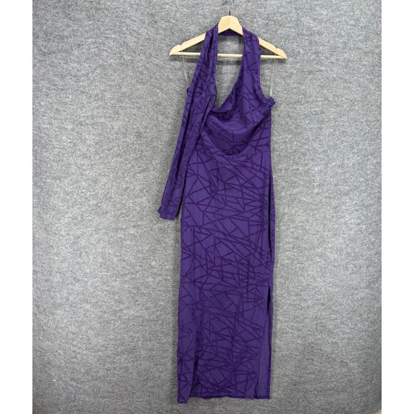 Ellie & Kate Dress Women M Medium Purple Geometric Maxi Long Sleeveless Halter - Picture 1 of 6